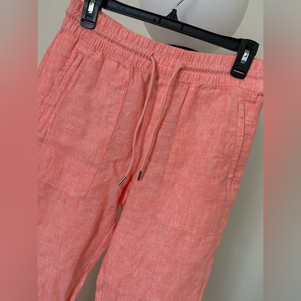 Athleta women’s Peach Drawstring Linen Pants Size 4 - Picture 3 of 8